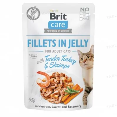 Корм вологий для кішок Brit Care Cat pouch ніжна індичка з креветками в желе, 85 г