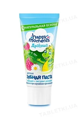 Зубна паста Happy Moments Дракоша зі смаком малини, гелева, 60 мл