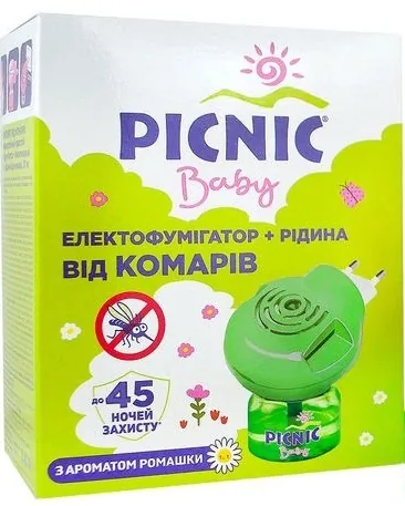Електрофумігатор від комарів Picnic Baby + рідина 30 мл (45 ночей)