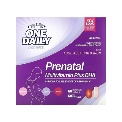 Комплекс для вагітних 21st Century One Daily Women's Prenatal 60 таблеток + DHA 60 капсул