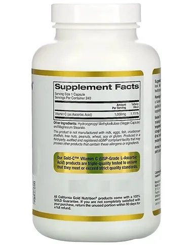 Вітамін С California Gold Nutrition Gold C Vitamin C 1000 мг вег. капсули №240
