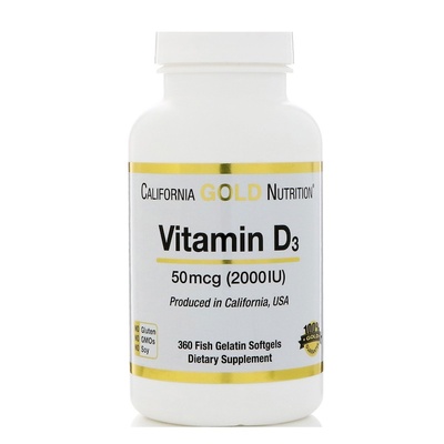 Вітамін D3 California Gold Nutrition Vitamin D3 2000 МО, 360 капсул