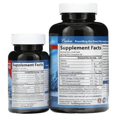 Омега-3 Carlson Labs Elite Omega-3 Gems, лимон, 120 (90+30) желатинових капсул