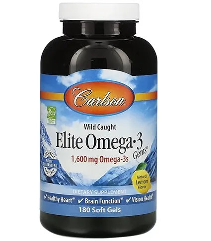 Омега-3 Carlson Labs Elite Omega-3 Gems, лимон, 180 желатинових капсул