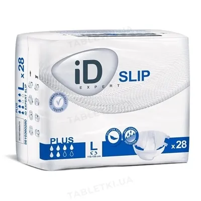 Підгузки для дорослих iD Expert Slip Plus, розмір L, 115-155 см, 28 штук