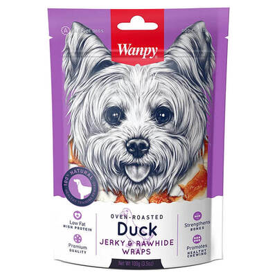 Лакомство для собак Wanpy Duck Jerky & Rawhide Wraps Косточки узловые с вяленой уткой, 100 г
