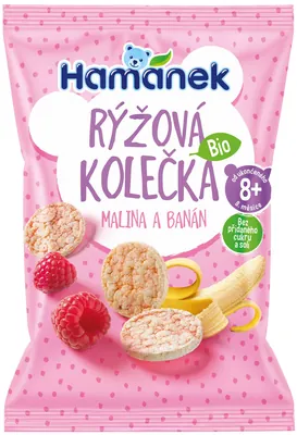 Органічні рисові хлібці Hamanek Малина та банан, 35г