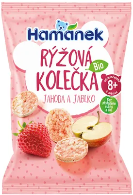 Органічні рисові хлібці Hamanek Полуниця та яблуко, 35г