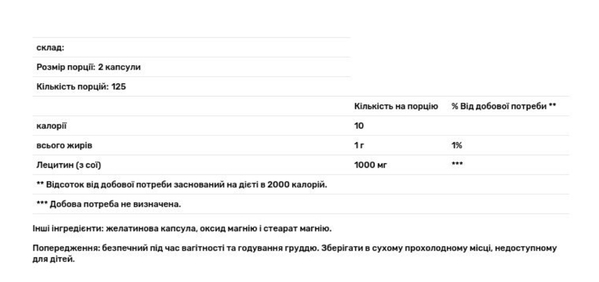 Лецитин соевый Solaray Lecithin 500 мг, 250 капсул