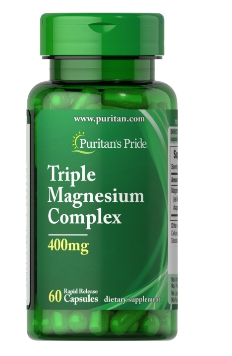 Магний тройной комплекс Puritan's Pride Triple Magnesium Complex 400 мг, 60 капсул быстрого высвобождения
