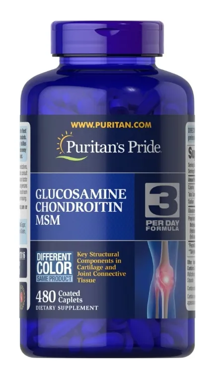 Глюкозамін хондроїтин та МСМ Puritan's Pride Glucosamine Chondroitin MSM Double Strength, 480 каплет