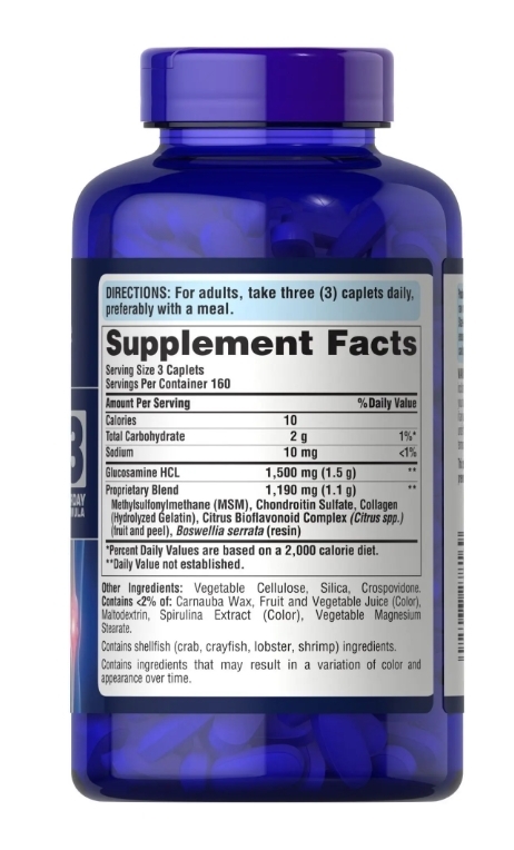 Глюкозамин хондроитин и МСМ Puritan's Pride Glucosamine Chondroitin MSM Double Strength, 480 каплет