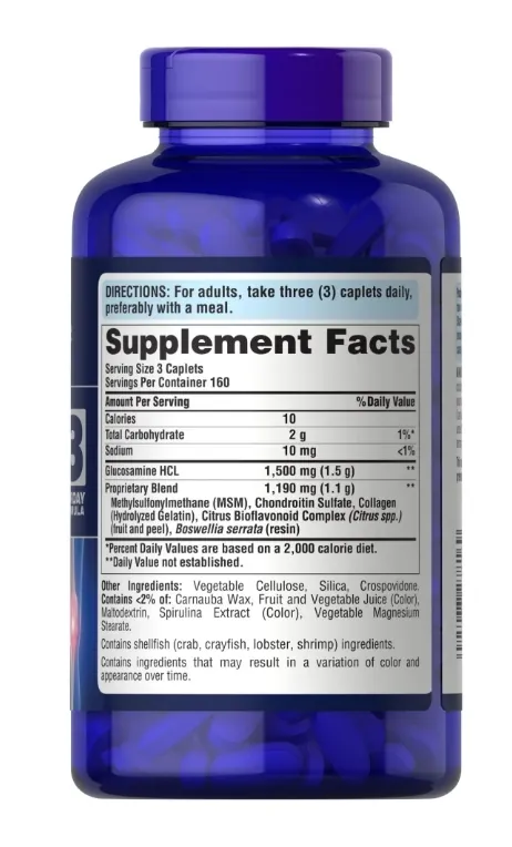 Глюкозамін хондроїтин та МСМ Puritan's Pride Glucosamine Chondroitin MSM Double Strength, 480 каплет