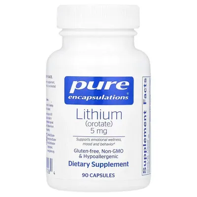 Літій (оротат) Pure Encapsulations Lithium (Orotate) 5 мг, 90 капсул
