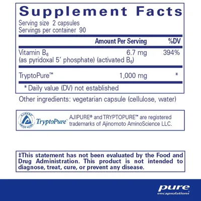 L-триптофан Pure Encapsulations l-Tryptophan, 180 капсул