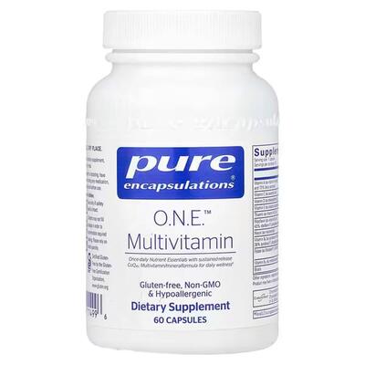 Мультивитамины и минералы с антиоксидантным комплексом CoQ10 и лютеином Pure Encapsulations ONE Multivitamin, 60 капсул