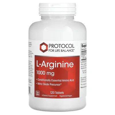 L-аргінін Protocol for Life Balance L-Arginine 1000 мг, 120 веганських таблеток