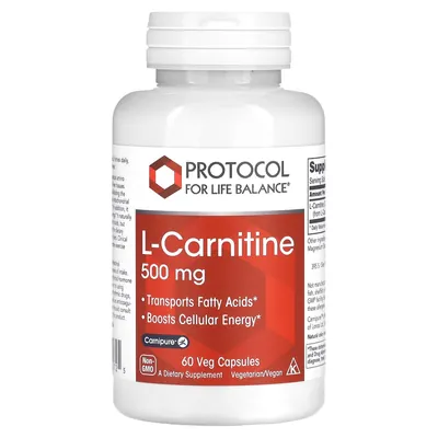 L-карнітин Protocol for Life Balance L-Carnitine 500 мг, 60 вегетаріанських капсул