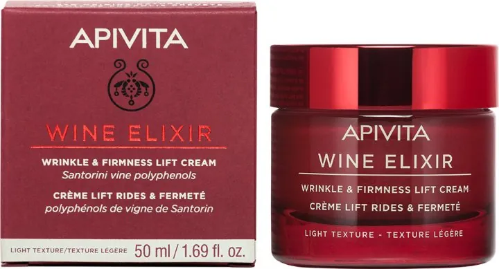Крем-ліфтинг для обличчя Apivita Wine Elixir денний легкої текстури від зморшок для підвищення пружності, 50 мл