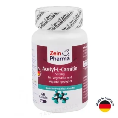 Ацетил L-карнітин ZeinPharma капсули по 500 мг №60