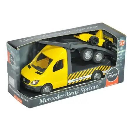 Игрушка для детей Tigres Авто Mercedes-Benz Sprinter Эвакуатор с лафетом желтый