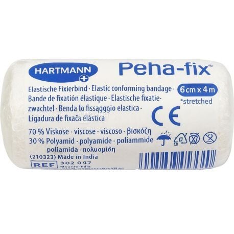 Бинт эластичный Peha-fix фиксирующий гипоаллергенный, белый 6 см х 4 м