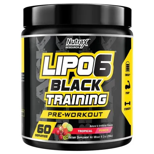 Передтренувальний комплекс Nutrex Research Lipo6 Black Training, тропічний пунш, 60 порцій