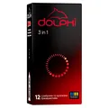 Презервативи Dolphi 3 in 1 три в одному з крапками та ребрами, 12 штук