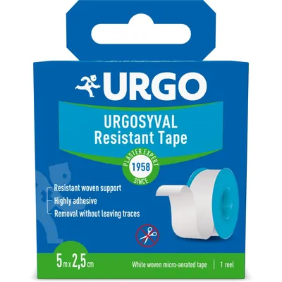 Пластир медичний Urgo Urgosyval Resistant Tape на шовковій основі 5 м x 2,5 см, картонна упаковка, 1 штука