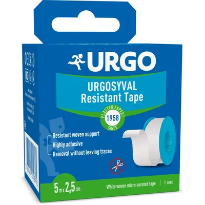 Пластир медичний Urgo Urgosyval Resistant Tape на шовковій основі 5 м x 2,5 см, картонна упаковка, 1 штука
