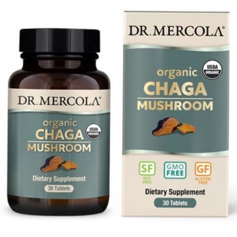 Гриб чага Dr. Mercola Organic Chaga Mushroom, 30 таблеток
