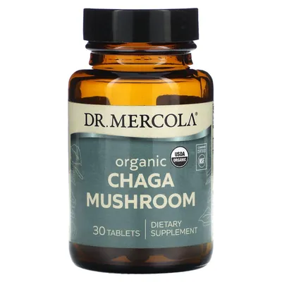 Гриб чага Dr. Mercola Organic Chaga Mushroom, 30 таблеток