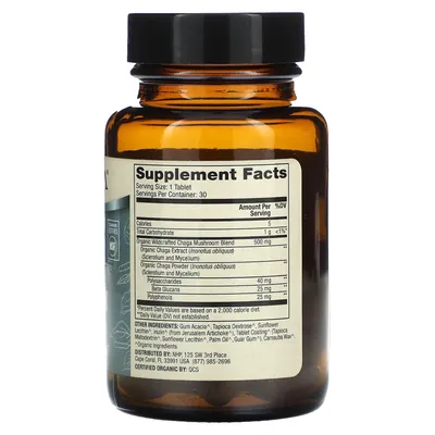Гриб чага Dr. Mercola Organic Chaga Mushroom, 30 таблеток