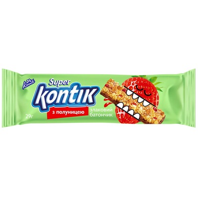 Батончик Super Kontik злаковый с клубникой, 29 г