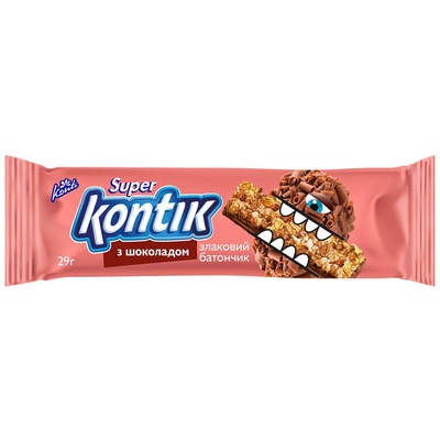 Батончик Super Kontik злаковый с шоколадом, 29 г