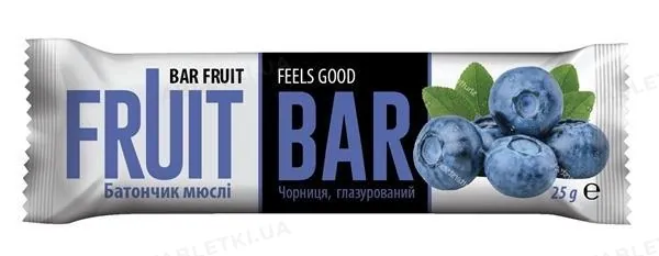 Батончик-мюслі Fuit Bar Feels Good з чорницею, глазурований, 25 г