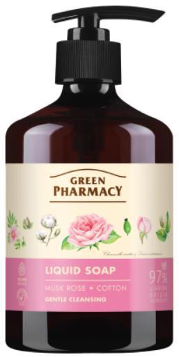 Мыло жидкое Green Pharmacy Мускатная роза и хлопок, дозатор, 460 мл