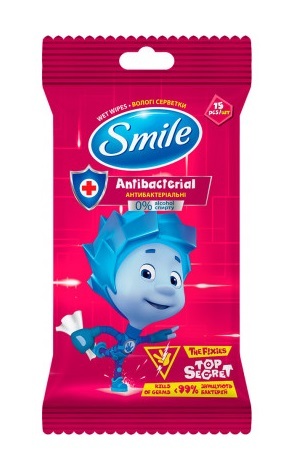 Салфетки влажные Smile Фиксики mix, 15 шт