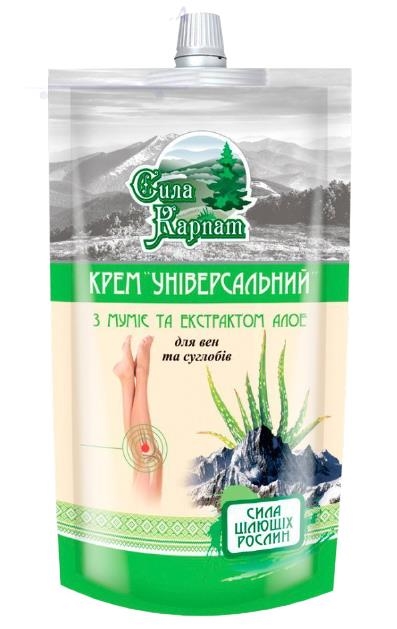 Сила Карпат Универсальный крем для вен и суставов, с мумие и алоэ, дой-пак,100 мл