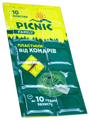 Пластини Picnic Family від комарів до 10 годин захисту, 10 шт