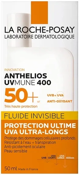 Флюїд сонцезахисний La Roche-Posay Anthelios UVmune 400 для чутливої шкіри обличчя, SPF 50+, 50 мл