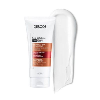Маска Vichy Dercos Kera-Solutions 2-минутная восстанавливающая с комплексом Про-Кератин восстановление поверхности волос, 200 мл
