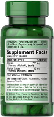 Корень валерианы Puritan's Pride Valerian Root 265 мг, 100 капсул