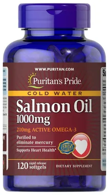 Омега-3 лососева олія Puritan's Pride Salmon Oil 1000 мг, 120 м'яких капсул