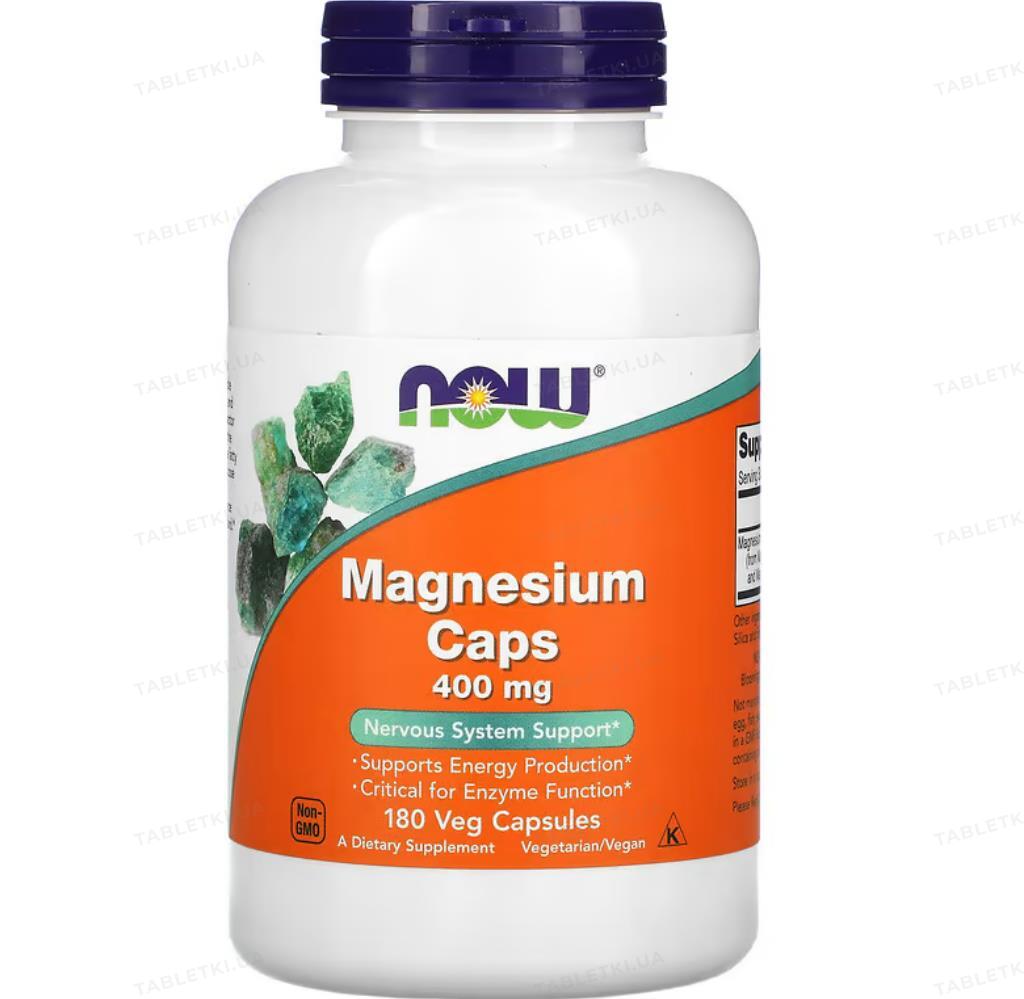 Магний NOW Magnesium Caps 400 мг, 180 капсул : инструкция + цена в ...