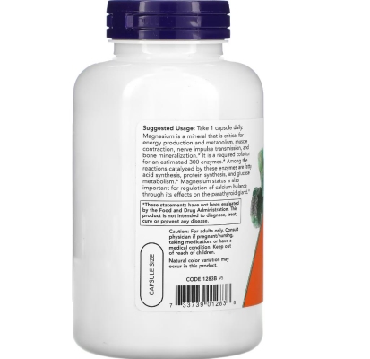 Магний NOW Magnesium Caps 400 мг, 180 капсул