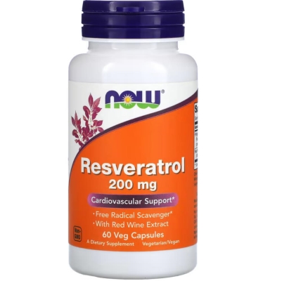 Ресвератрол натуральный NOW Natural Resveratrol 200 мг, 60 капсул