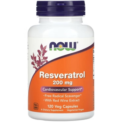 Ресвератрол натуральный NOW Natural Resveratrol 200 мг, 120 капсул