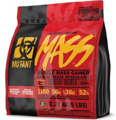 Гейнер Mutant Mass, клубника-банан, 2270 г