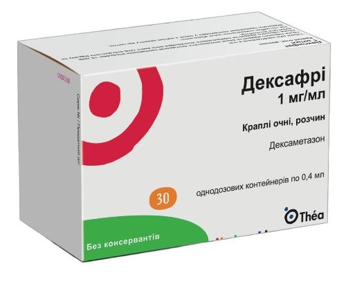 Дексафрі краплі оч., р-н 1 мг/мл по 0.4 мл №30 (5х6) у конт. однодоз.